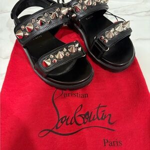 Christian Louboutin Black Sandals with Silver Studs